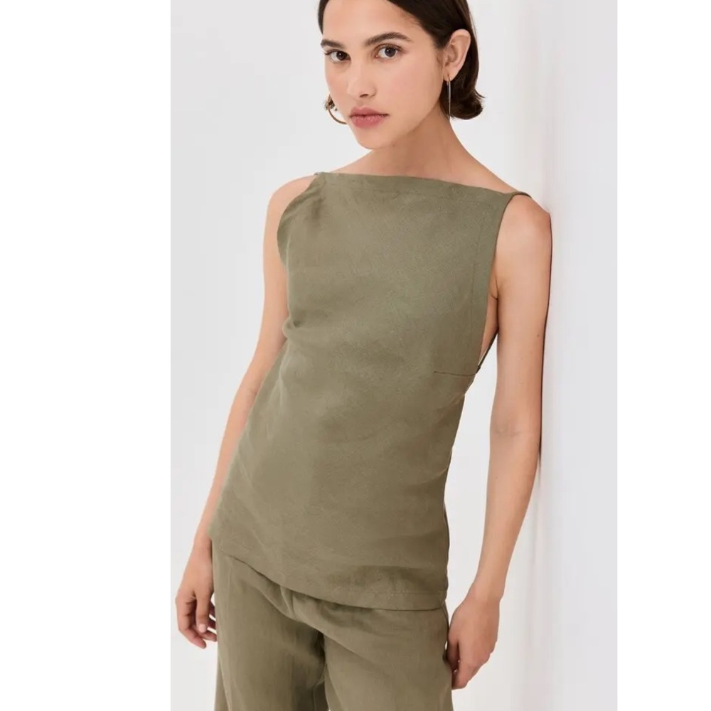 Faithful the brand 100% linen Antibes Top in Khaki 8